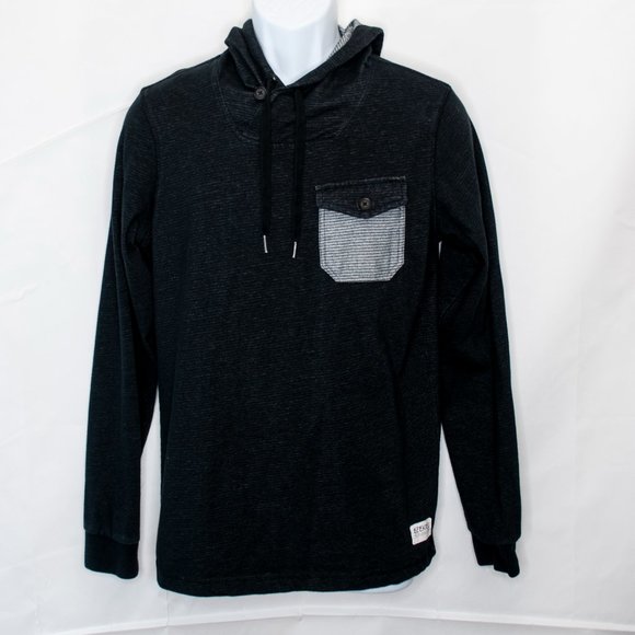 Ezekiel Dooley Pullover Mens Small S Black Hooded Long Sleeve Shirt Casual Z04X - Picture 2 of 7